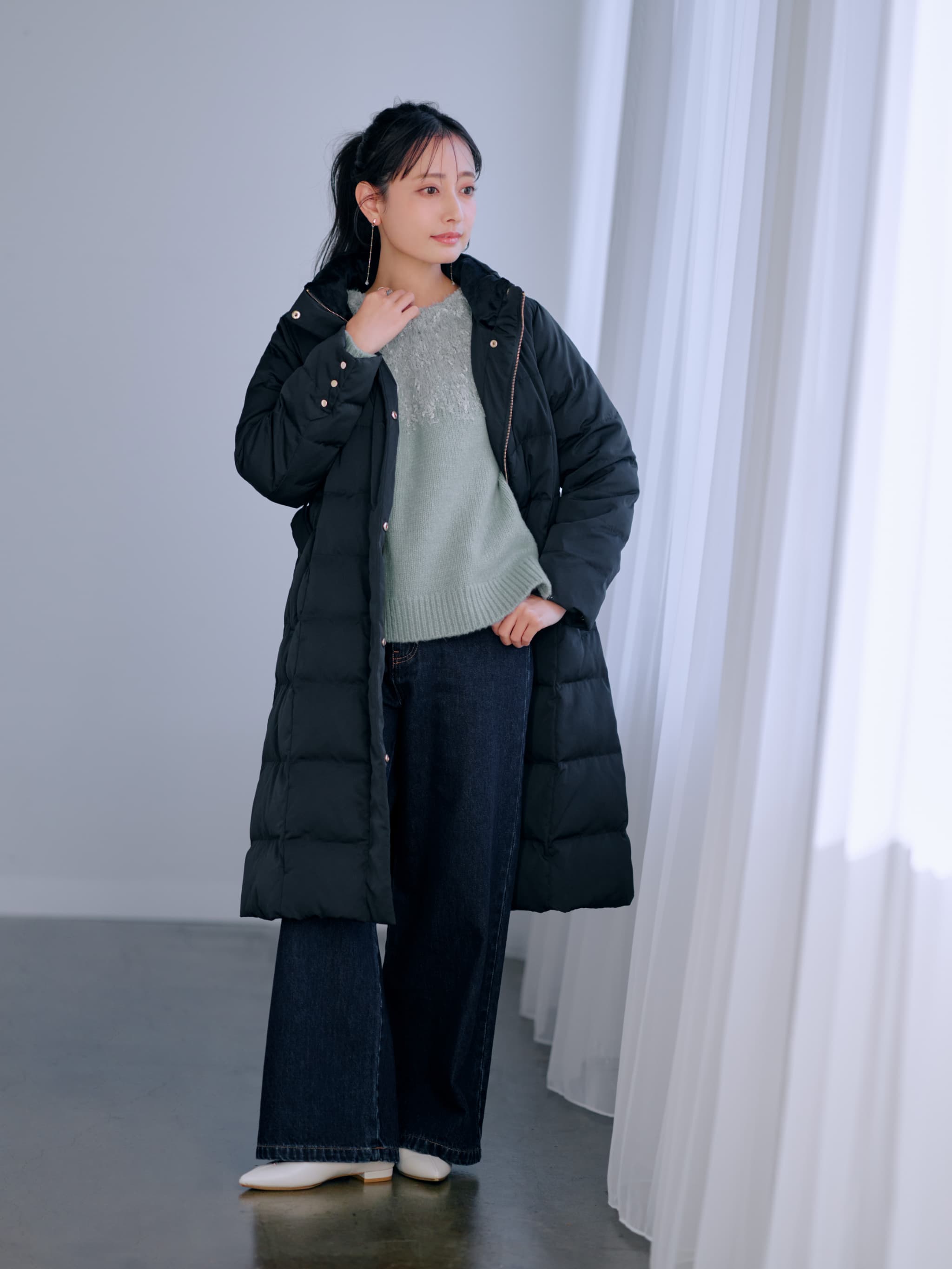 中綿ステッチロングコート | 小柄・低身長女性向けファッション通販