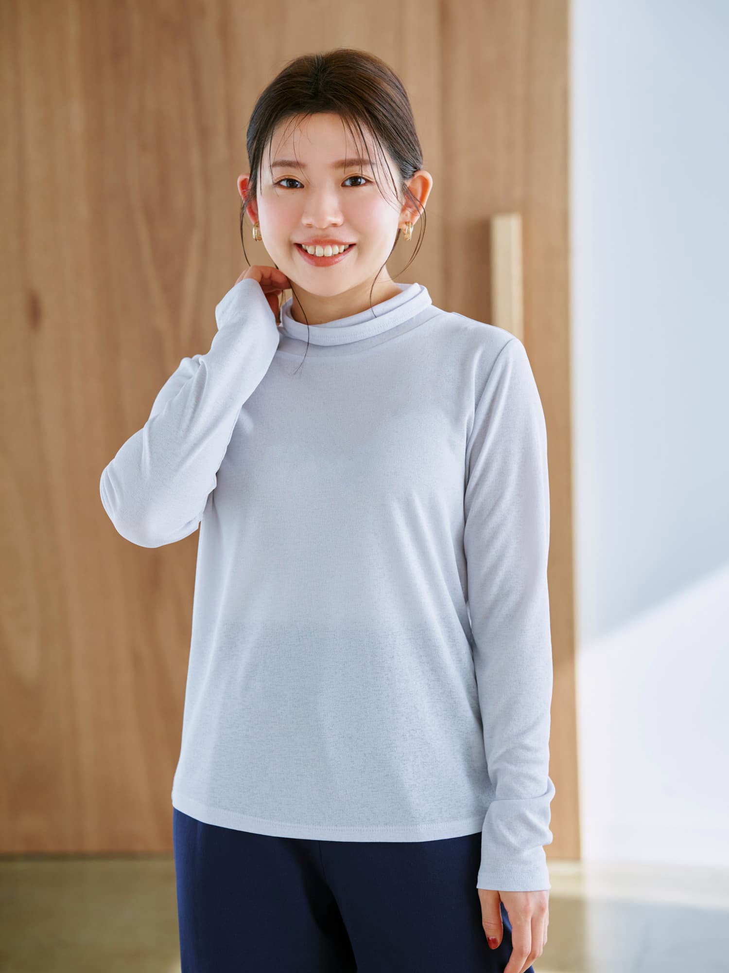 ソフトシアーハイネックカットソー | 小柄・低身長女性向け