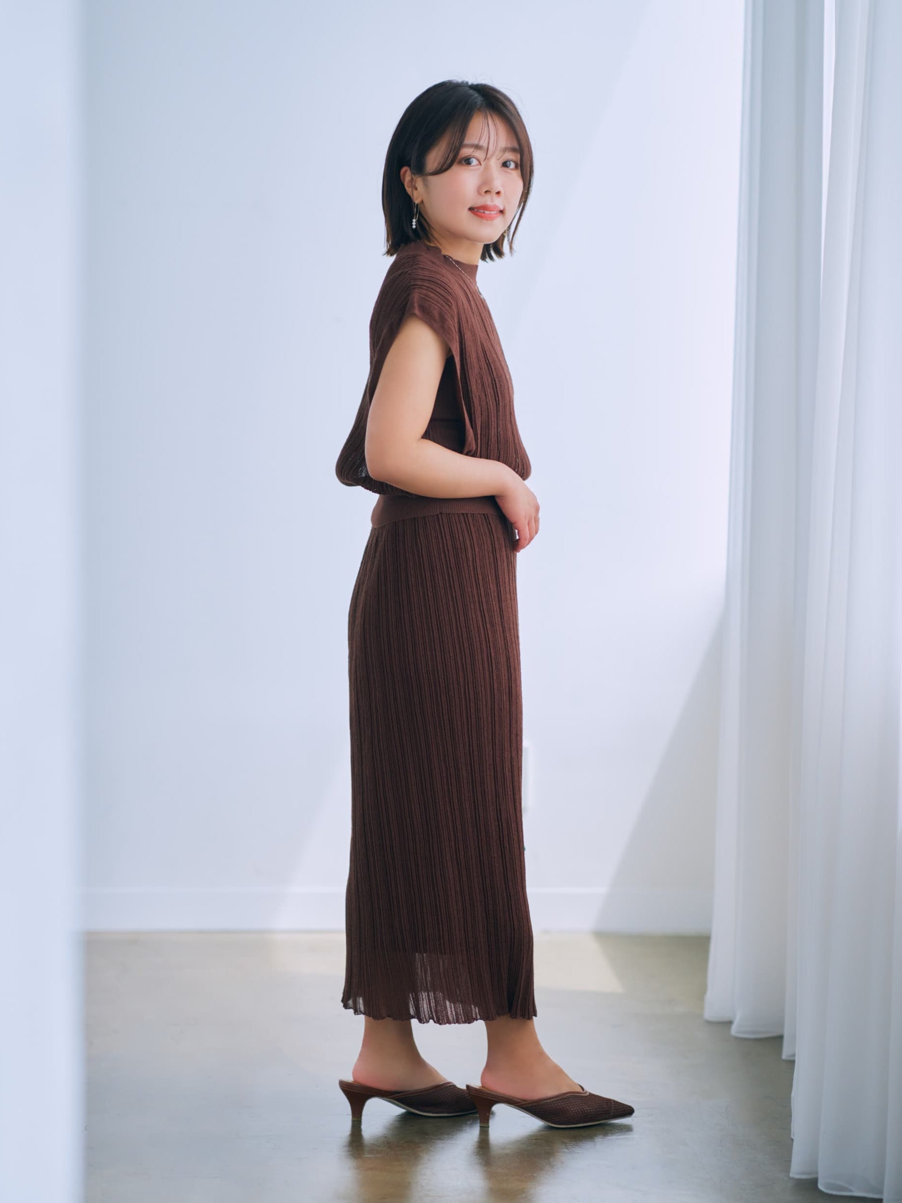 シアープリーツニットセットアップ-short & regular | 小柄・低身長