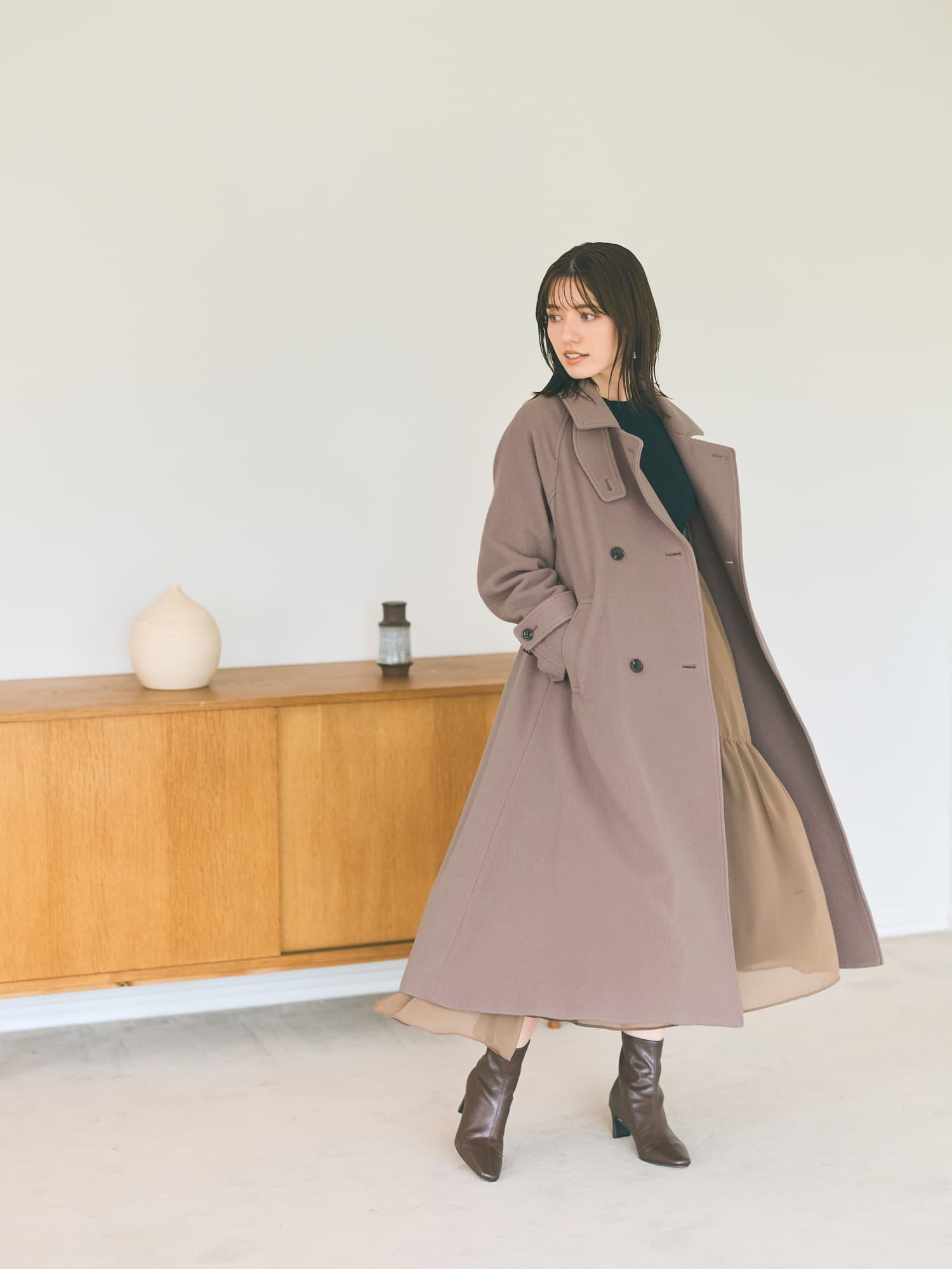 2wayカラーバックフレアウールコート-short & regular | 小柄・低身長