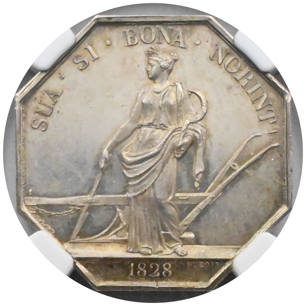 フランス 1828-DATED ジェトン 銀貨 NGC MS62 ロワール農業 6743098058