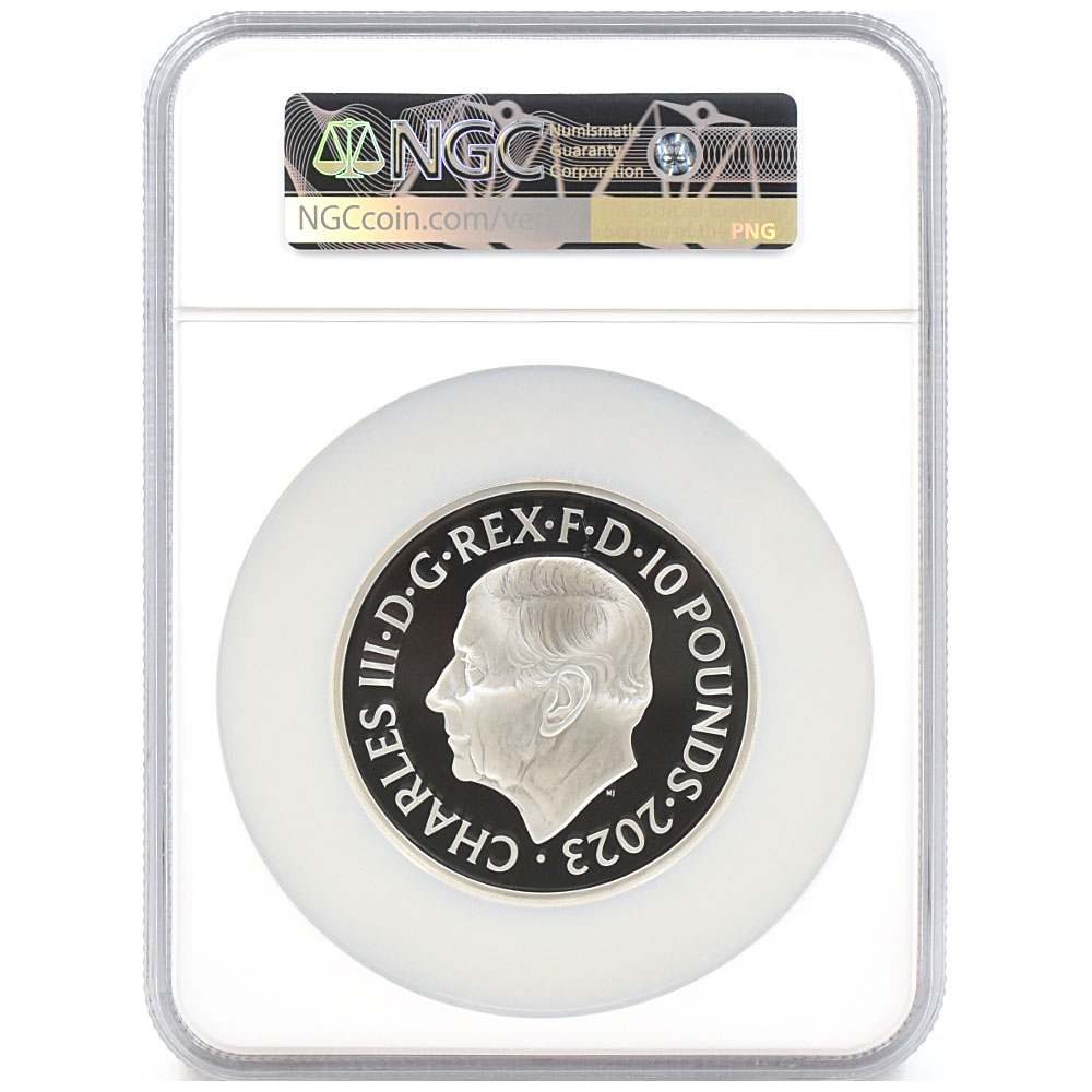 イギリス 2023 チャールズ3世 10ポンド 5オンス 銀貨 NGC PF70UC
