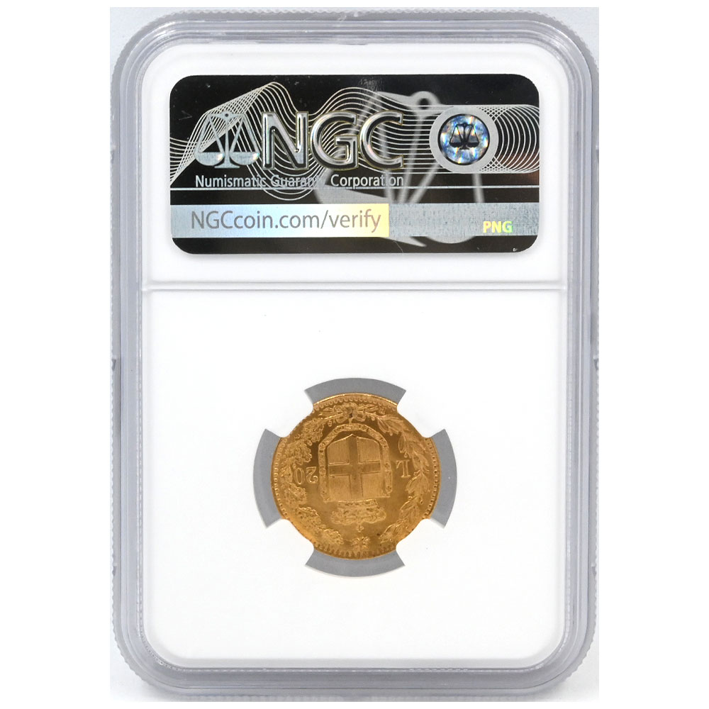 イタリア 1881R ウンベルト1世 20リラ 金貨 NGC MS64 5710258012