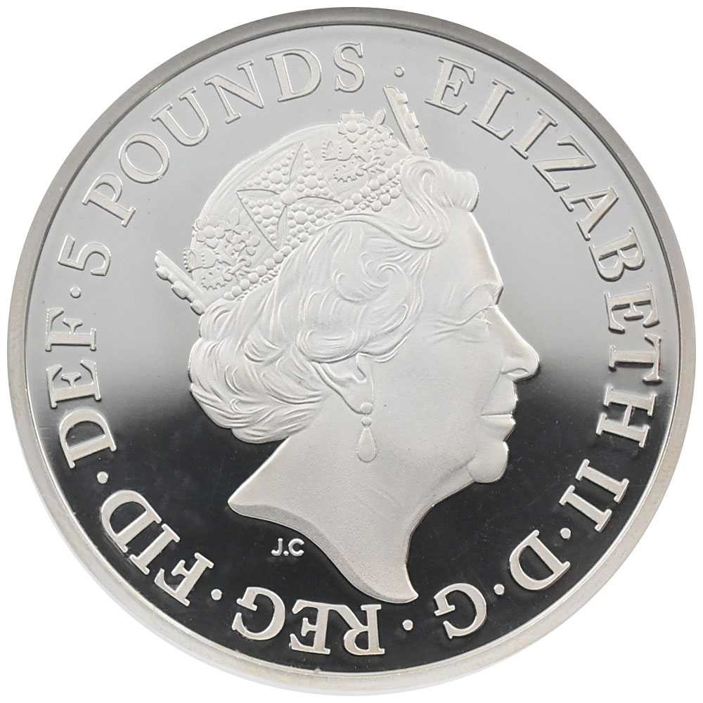 イギリス 2017 エリザベス2世 5ポンド 銀貨 NGC PF70UC サファイア