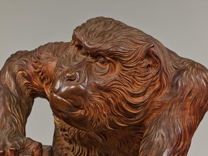 極上 人物に猿 根付34g 東里8-0108☆2F 極上 人物に猿 根付34g 東里8