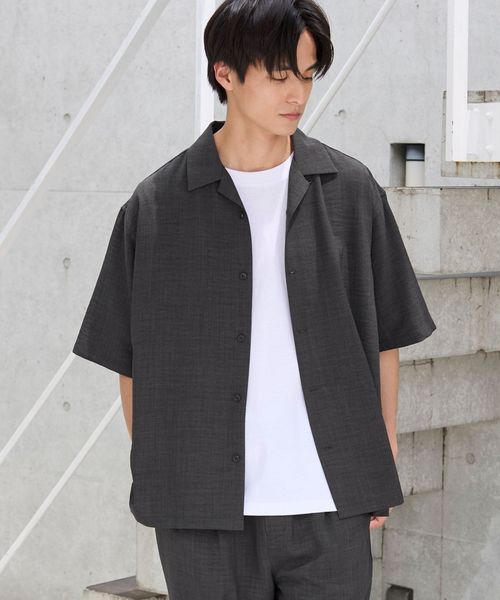 リネンライクオープンカラーシャツ