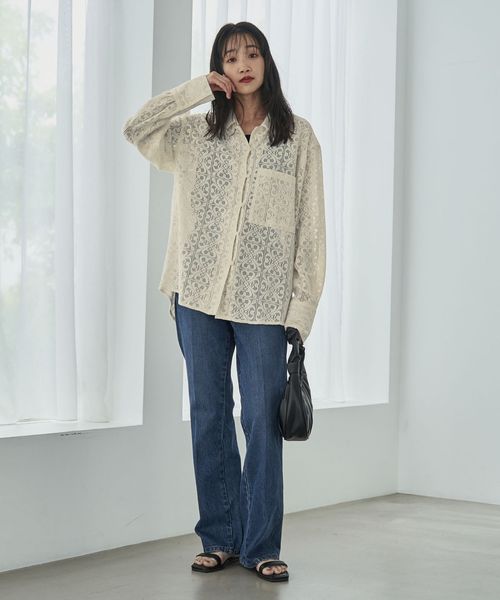 レース開襟シャツ