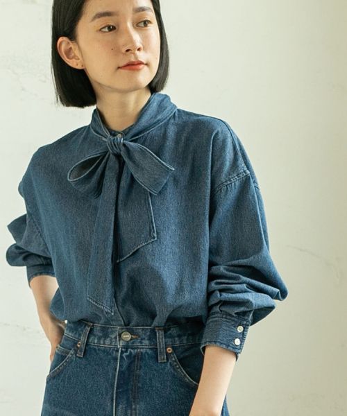 2WAYボウタイデニムシャツブラウス