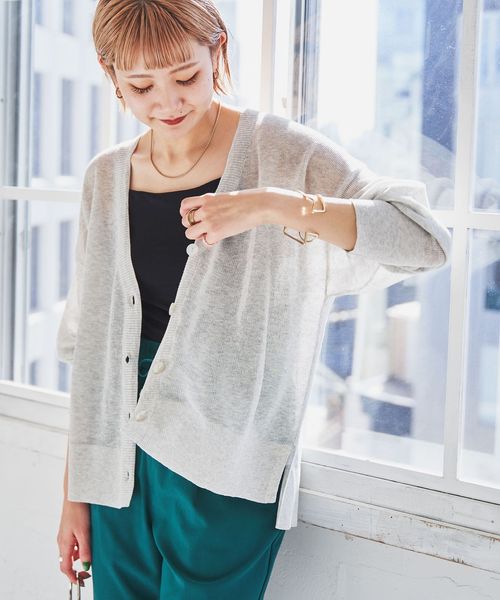 サラコVネックシアーニットカーディガン