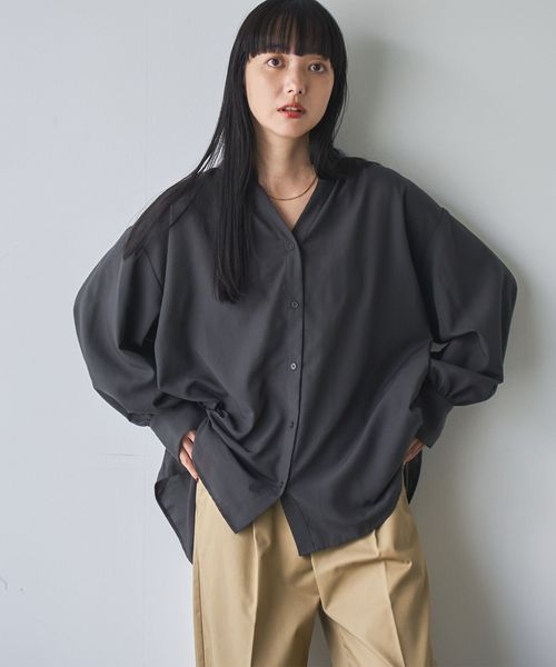 バックシャーリングボイルスキッパーブラウス