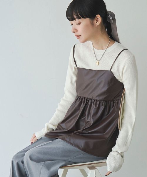 レザーライクキャミソール