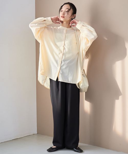 再入荷 / 新色追加】ピンタックバンドカラーブラウス