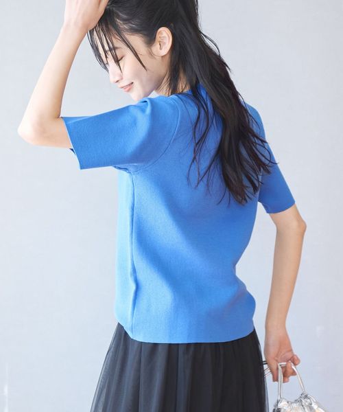 サラコソウバリクルー5分袖サマーニット