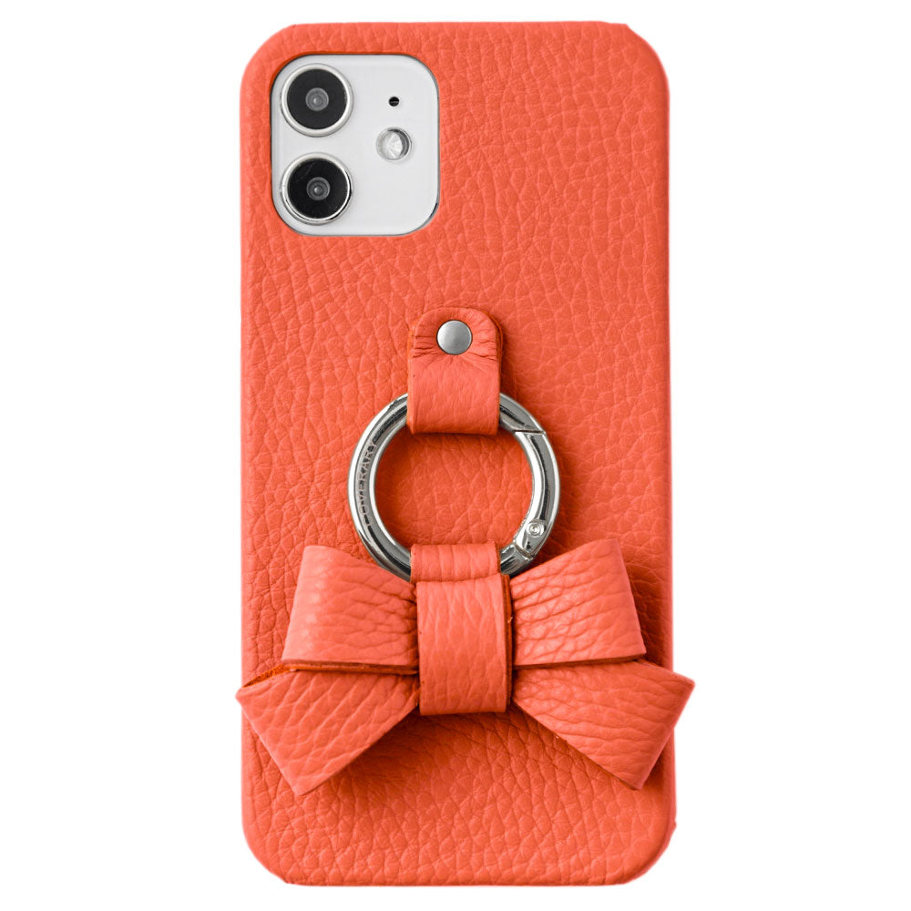 本革 32色 イタリアンシュリンクレザー リボンスマホリング付き 背面