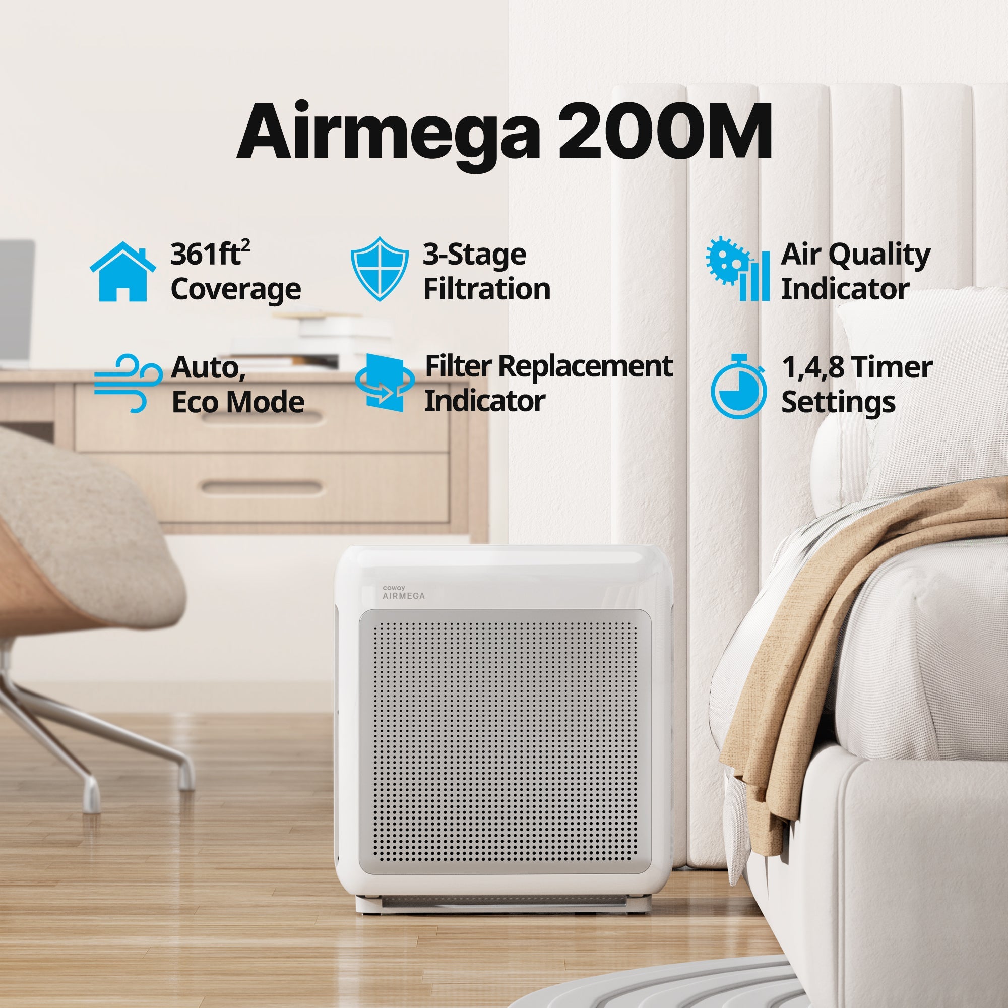 Airmega 200M Air Purifier for Medium Rooms | Cowaymega