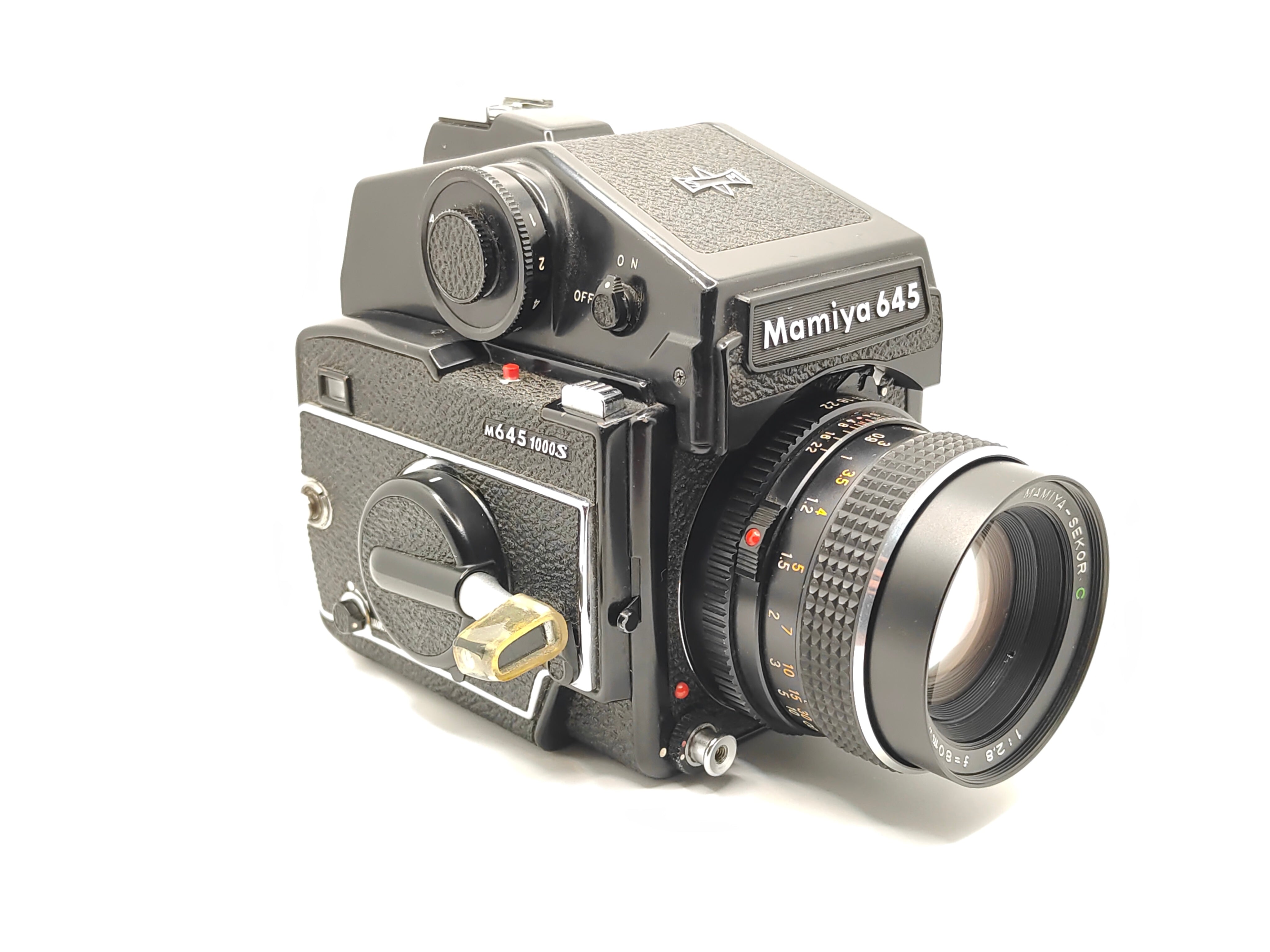Mamiya 645 1000S medium-format camera with 80mm f/2.8 and prism