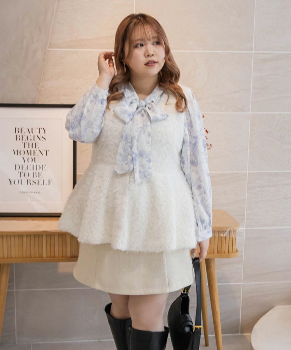 CLETTEオリジナル☆前後2WAY花柄リボンブラウス | 大きいサイズ