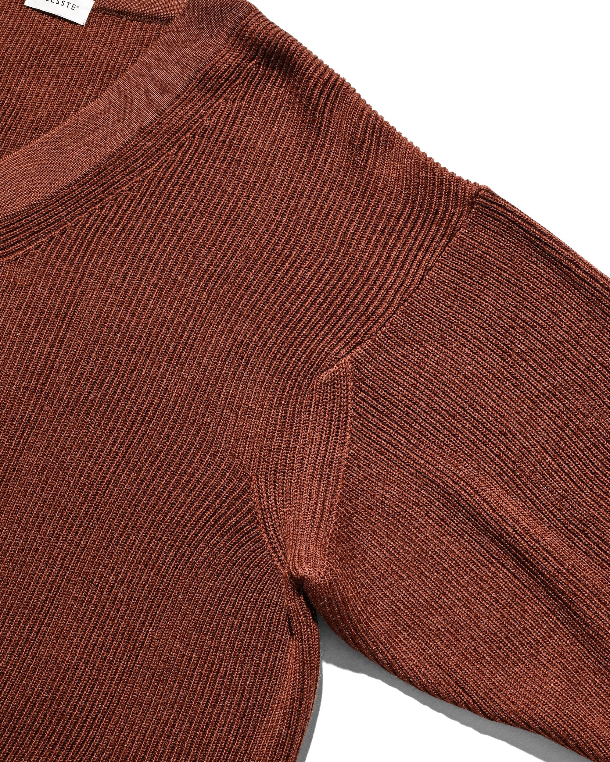 FINE WOOL V-NECK KNIT PULLOVER (BROWN)