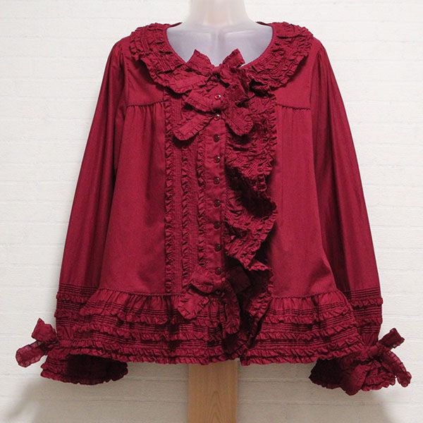 赤リボン&ピコフリルオーバーブラウス - ピンクハウス通販｜リサイクル