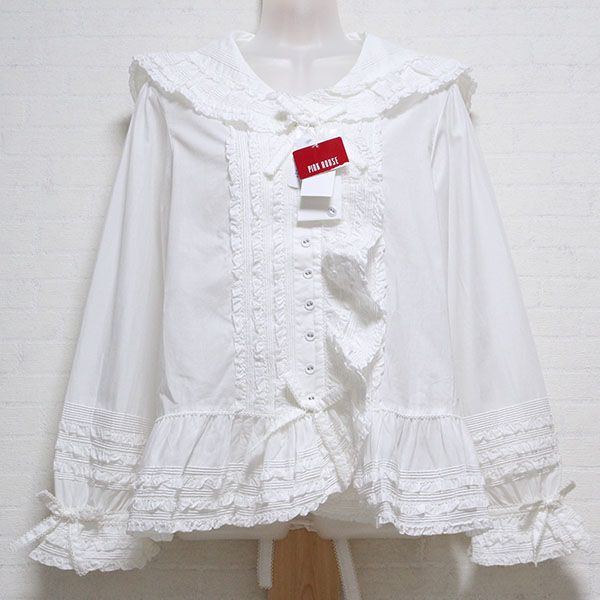 白ピコフリルセーラーローンオーバーブラウス - ピンクハウス通販