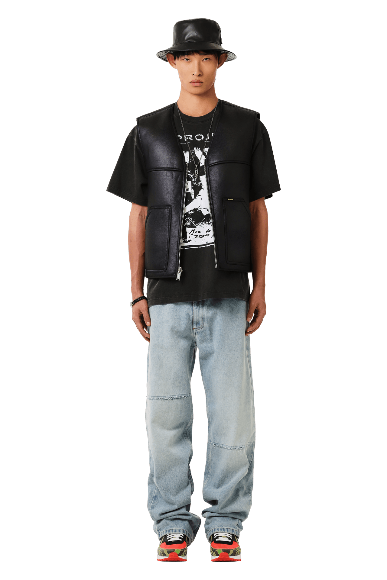 Buy Supreme Reversible Faux Shearling Work Vest 'Black' - FW24J76