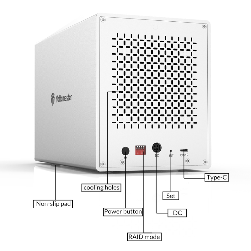 Yottamaster Aluminum 5 Bay Type-C RAID Array HDD Enclosure (PS500RC3)