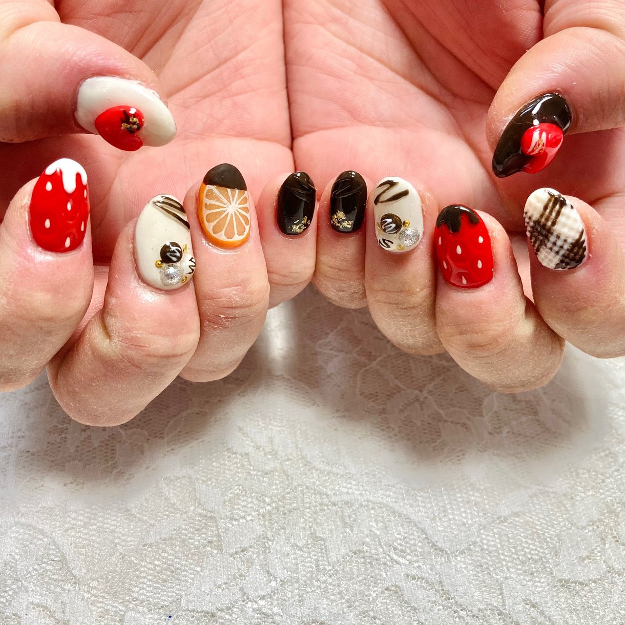 バレンタイン/ハンド/ハート/3D/スイーツ - nail salon Pink Bunnyの