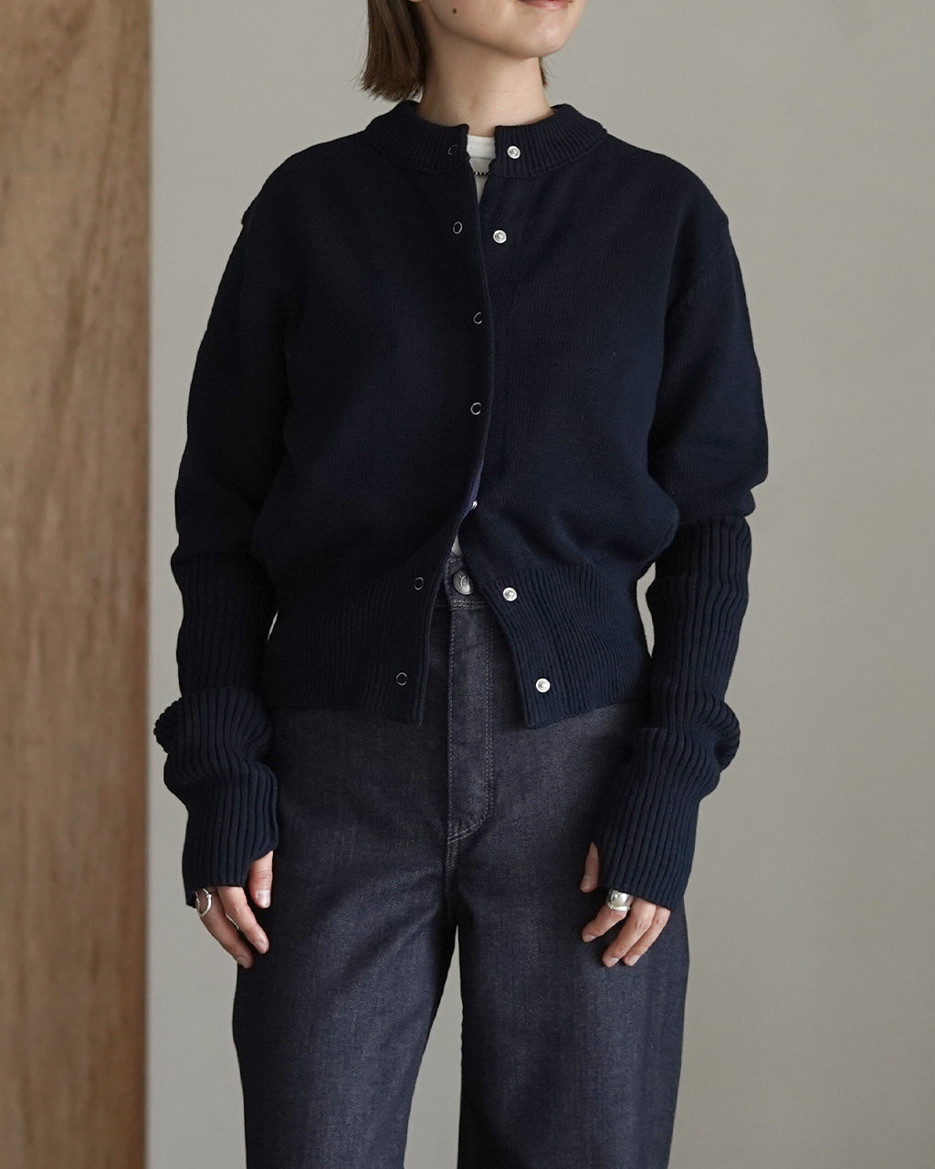 THE SHINZONE コットン ロングリブカーディガン COTTON LONG RIB