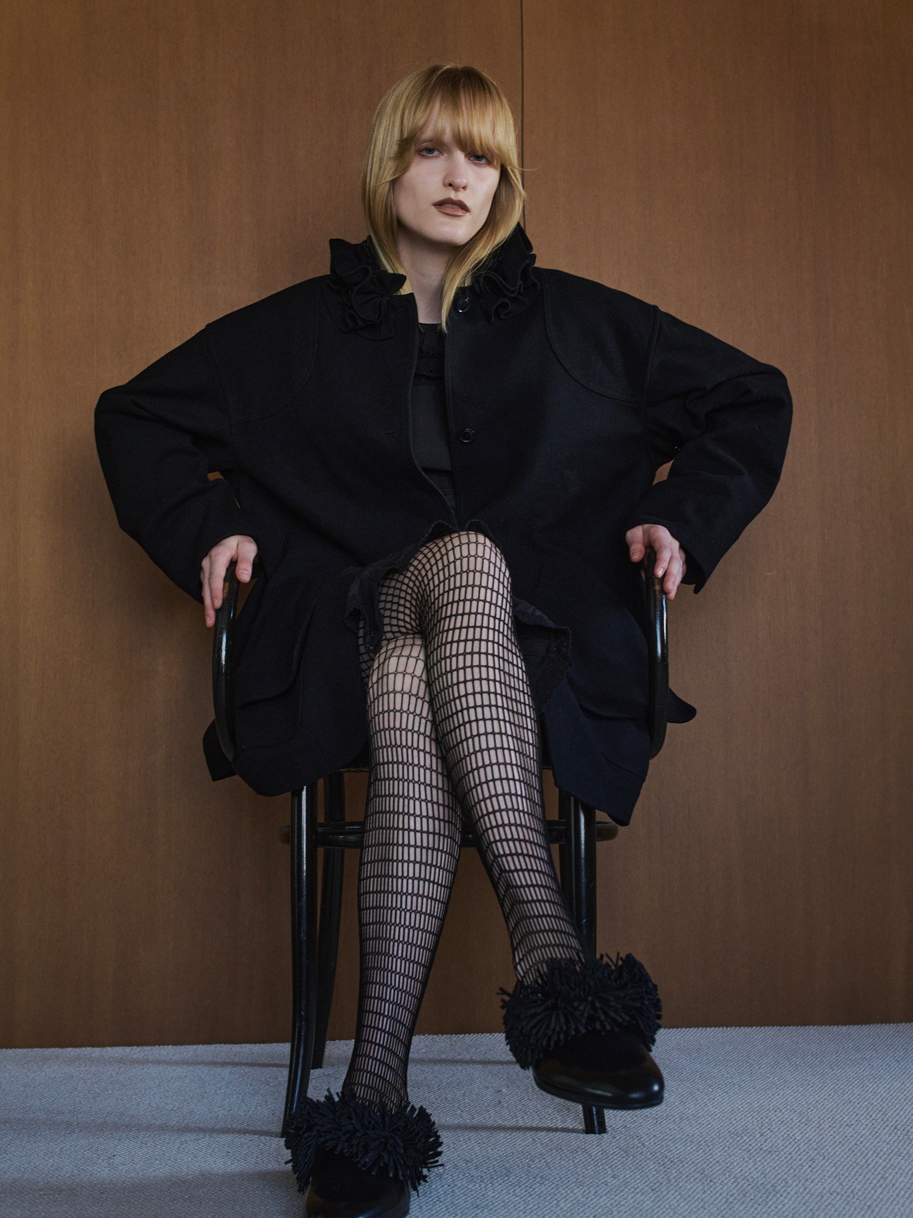 3D embroidery gingham camisole | BLUE