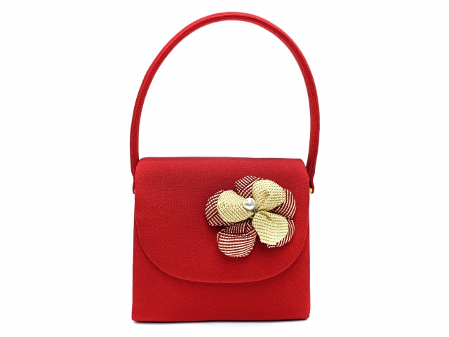 着物 和装 バッグ 五嶋紐飾りのちりめん生地の和装バッグ 振袖