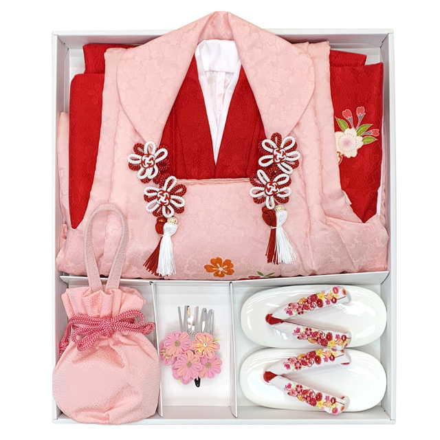 七五三 着物 3歳 正絹 フルセット 女の子 友禅 絵羽柄の着物 被布