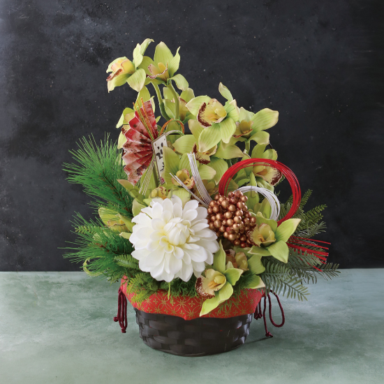 8397_正月竹かご_福始（ふくはじめ） | 株式会社カレント - 花器・花材