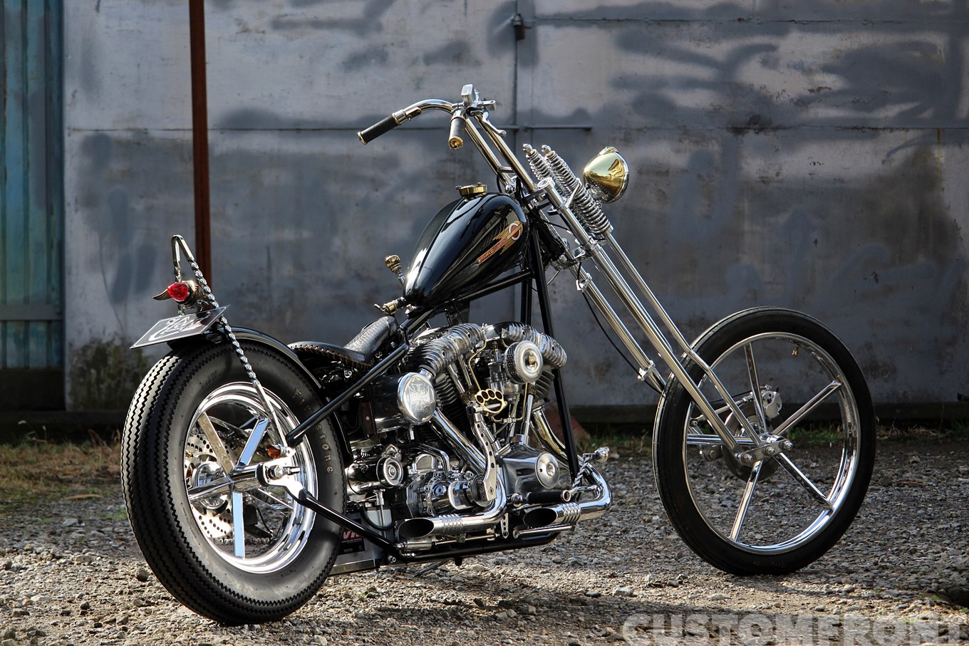 ハーレー ショベルリジッド ロングフォークチョッパー・ハートカスタム