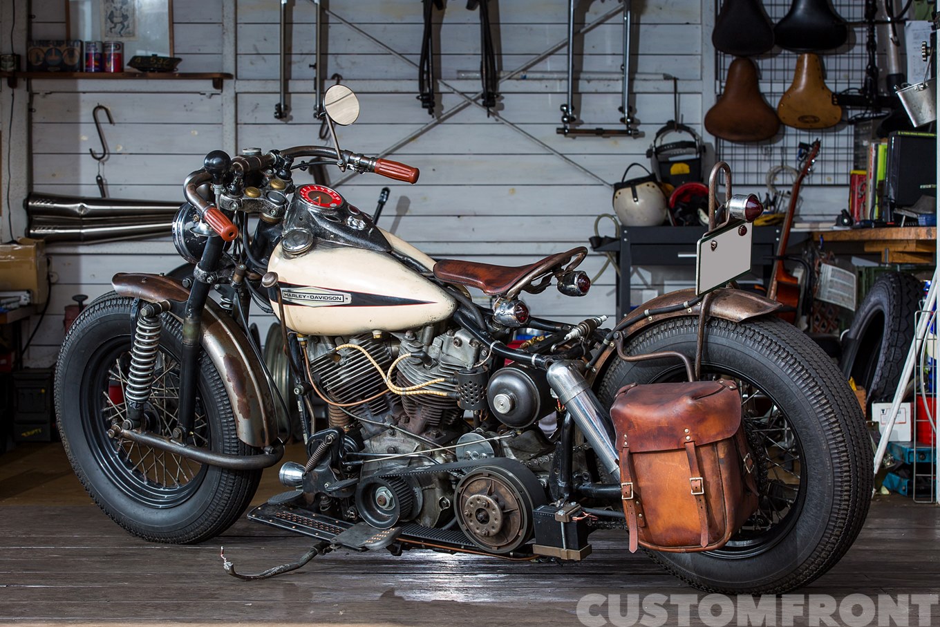 ショベル マフラー チョッパー リジット 4速フレーム サス付き