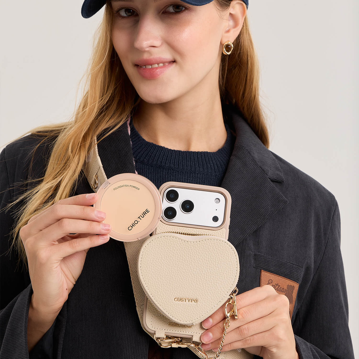 ハートデザインキット - ウェビングクロスボディストラップとポーチ