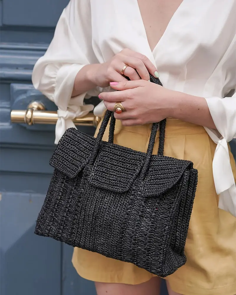 メゾンエヌアッシュパリのラフィアかごバッグ DAHLIA MINI｜送料無料