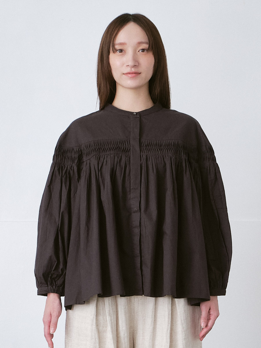 変形ピンタックブラウス 綿ポプリン | palais | シャツBLナガソデ