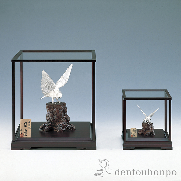 金工家作 純銀製独楽置物ガラスケース付駒の銀