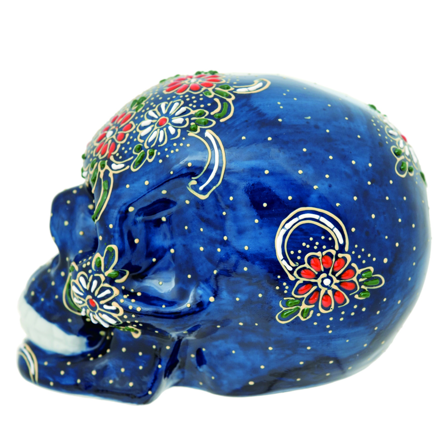 九谷焼SKULL～髑髏～ スカル小 でこ盛・青 - 九谷焼 髑髏 ～SKULL