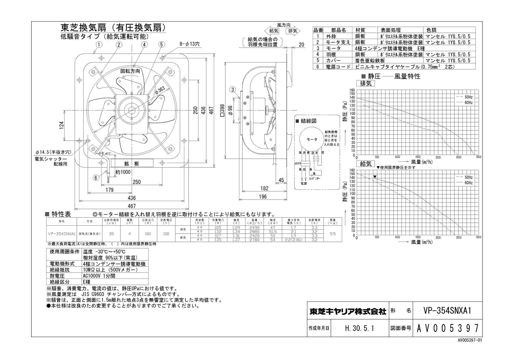 VP-354SNXA1 日本キヤリア 業務用・工業用換気扇 産業用換気扇有圧
