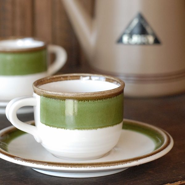 MIKASA ミカサ コーヒーカップ＆ソーサー H4001 グリーン＆ブラウン
