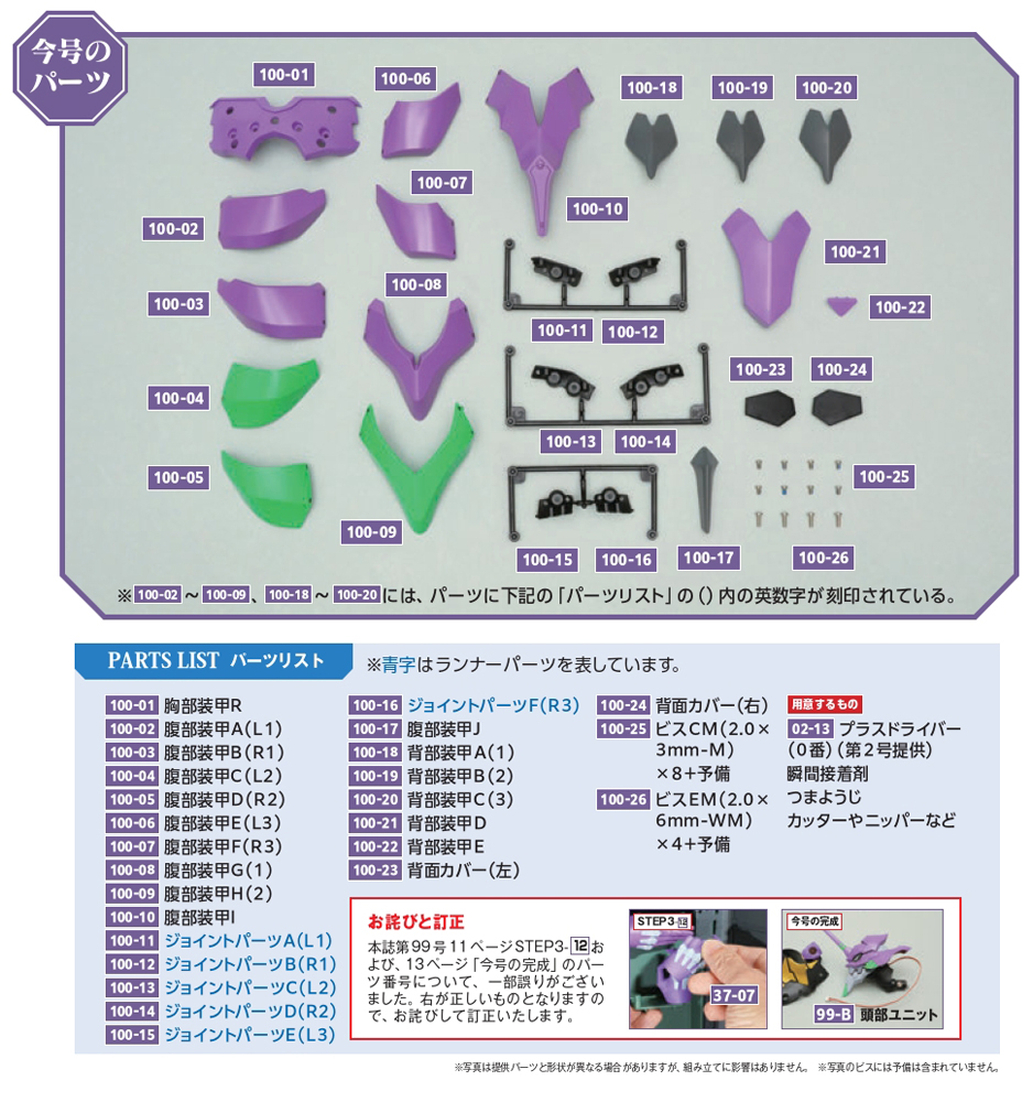 エヴァンゲリオン初号機をつくる 第100号 | デアゴスティーニ公式