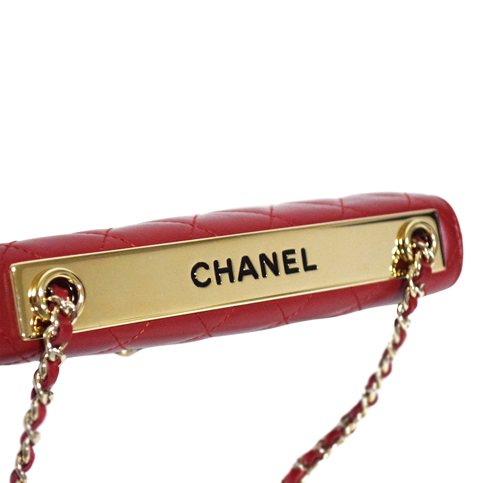 SALE CHANEL シャネル マトラッセ ロゴプレート 赤 レディース