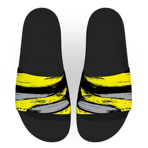 Speedy Black and Yellow Slide Sandals | Deco Slides