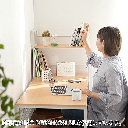 収納棚つきローデスク 幅120cm ブラウン / 100-DESKH023BR【デスク