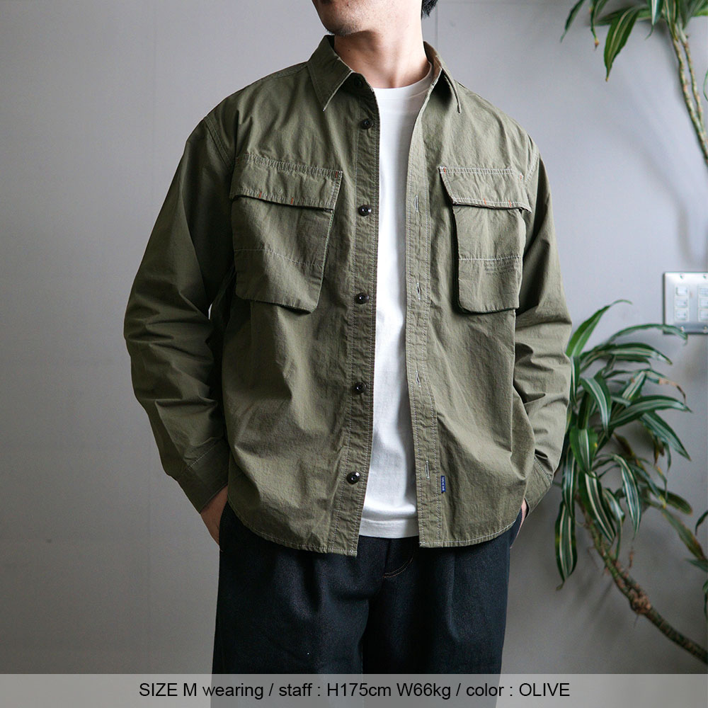 TURN ME ON / 比翼フラップポケットL/Sシャツ / OLIVE / 326-129