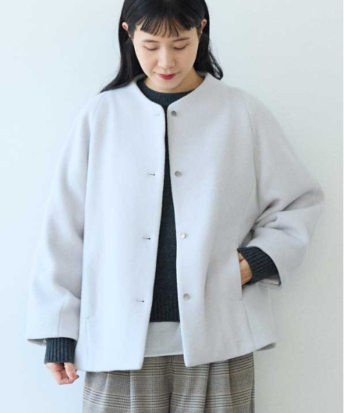 AMBIDEX Store △super110 綾2重織ボトルネックコート(F クロ): yuni