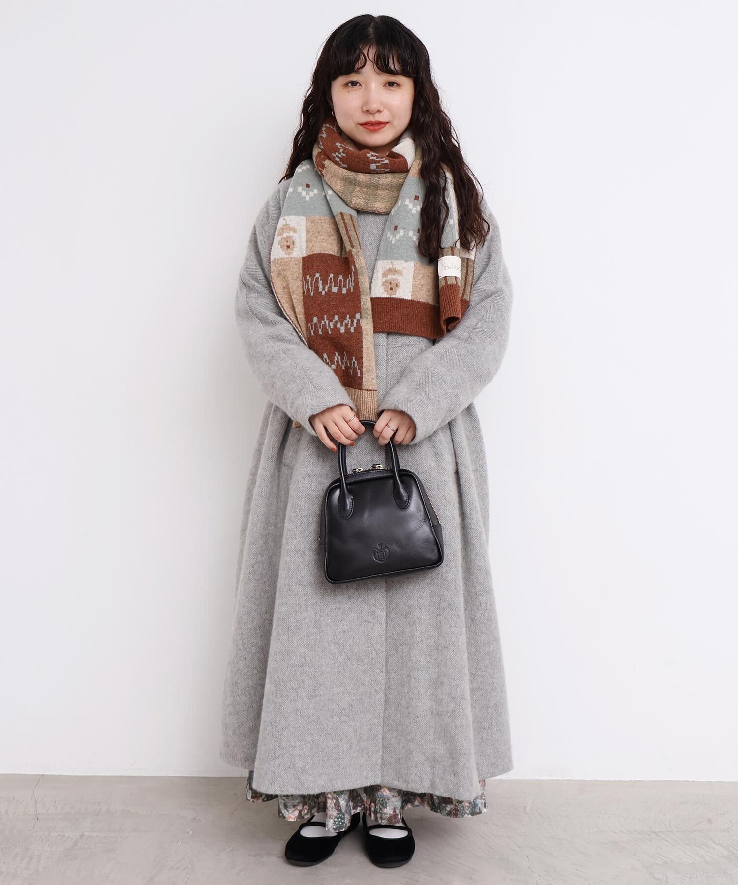 AMBIDEX Store 〇ヘリンボーンウール ドルマンギャザーコート (F