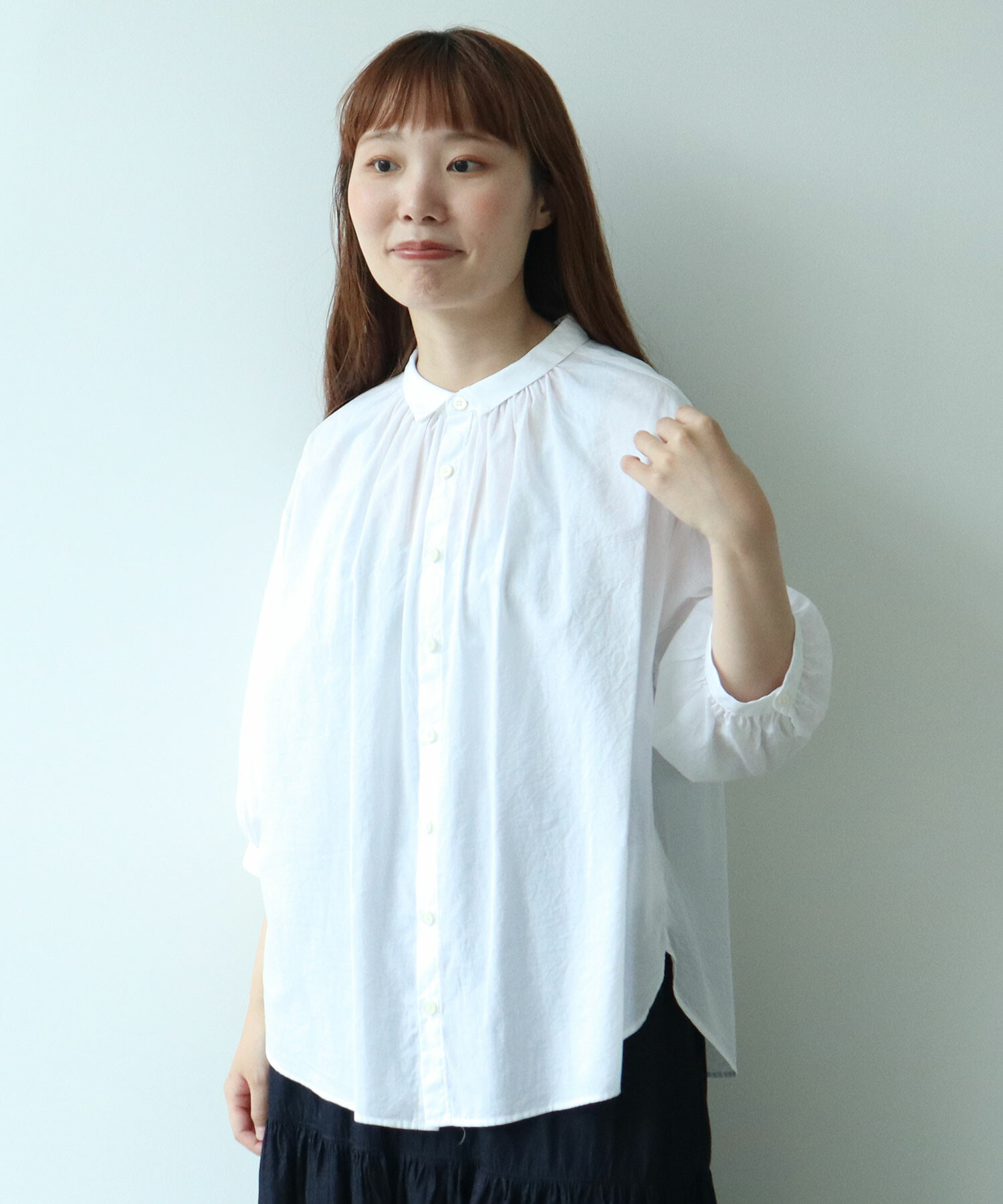 AMBIDEX Store 〇 コットン / シルク ローン ふっくら袖ブラウス(F