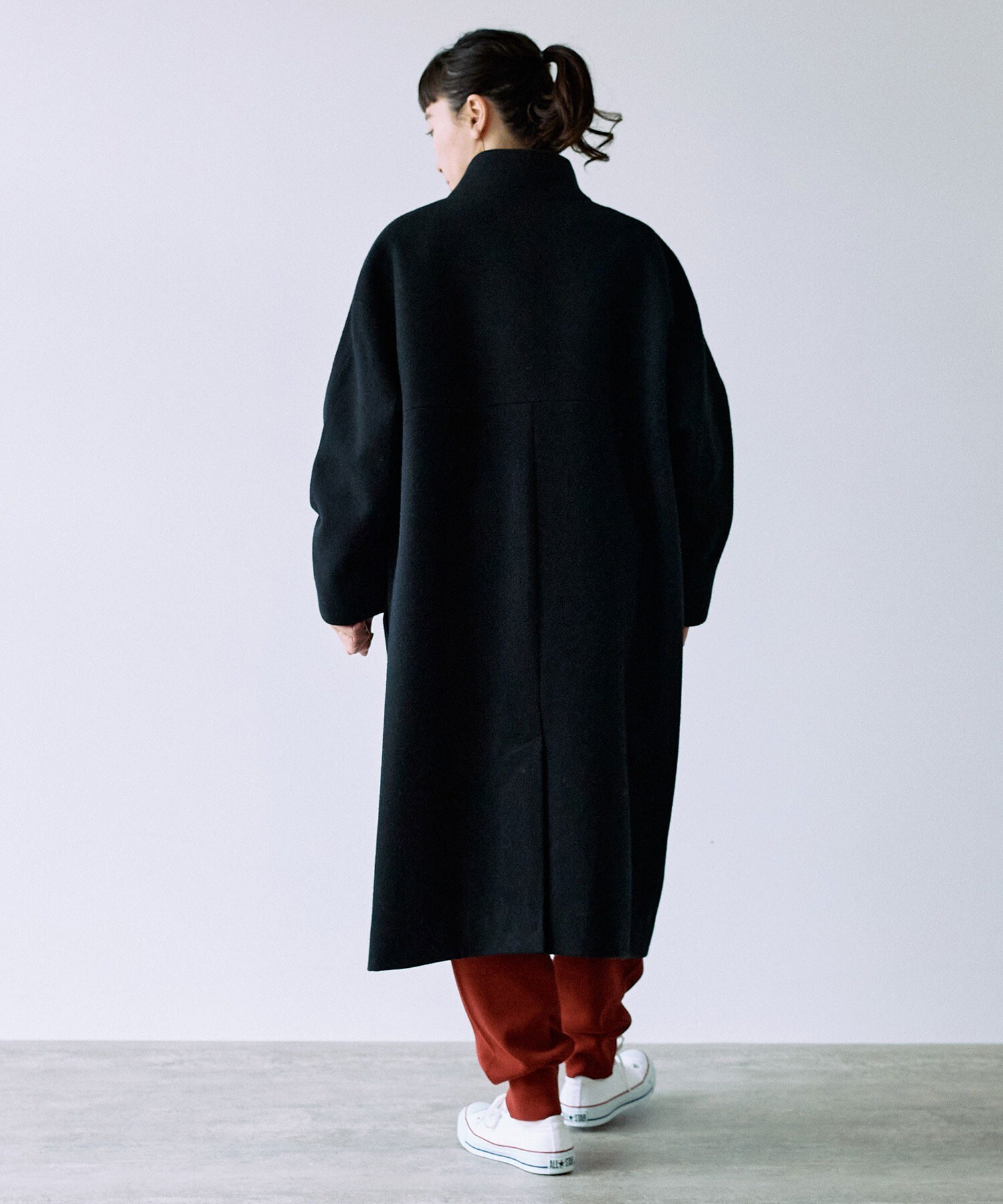 AMBIDEX Store ウールスーパー100 スリットカラー コクーンコート(F